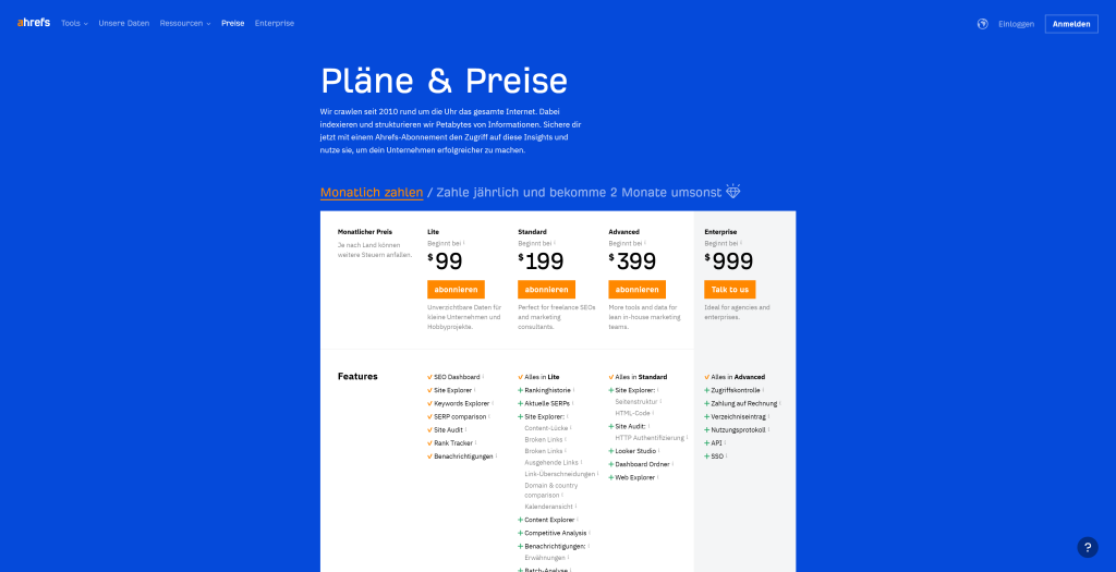 Preise von Ahrefs