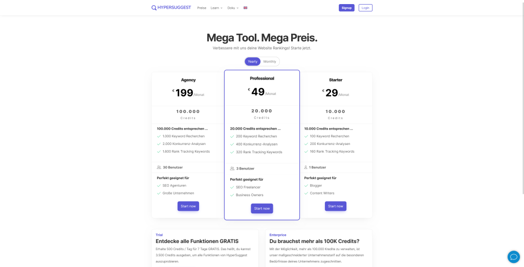 Preise von HyperSuggest