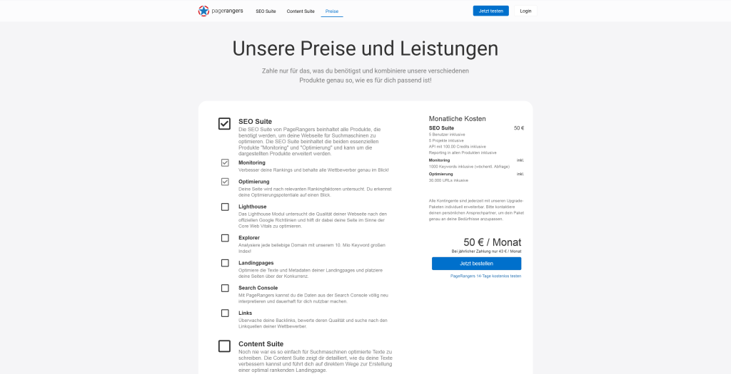 Preise bei PageRangers